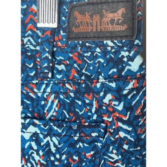 Levi’s Printed Denim Cutoff Shorts Size 12 Blue Orange Pattern Summer Casual - Picture 9 of 9